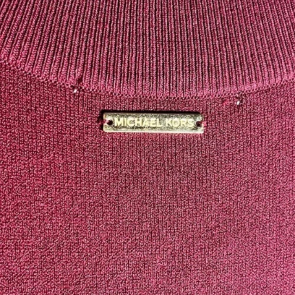 Michael Kors Mock Neck Midi Bodycon Sleeveless Dress - Small in Burgundy/Plum - Picture 4 of 6
